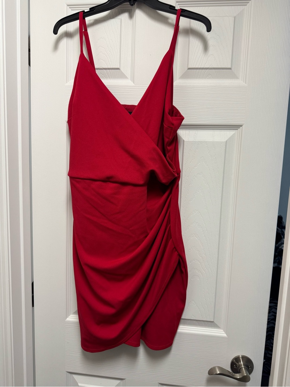 by & by Red Draped V-Neck Mini Dress
